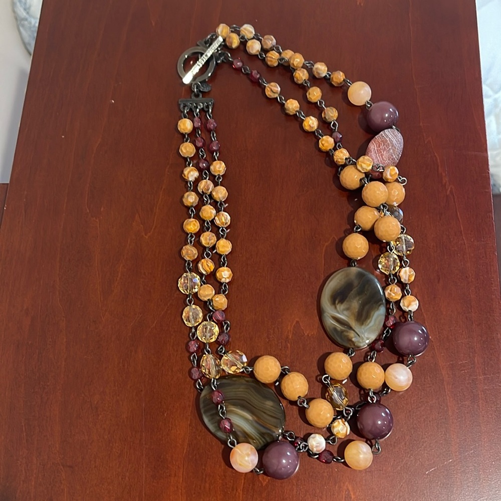 FURLA: 2 Piece Set Multi Strand Faceted Mixed Bead Necklace & Bracelet